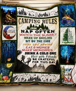 Camping Rules Quilt Blanket Bedding Set for Home Décor
