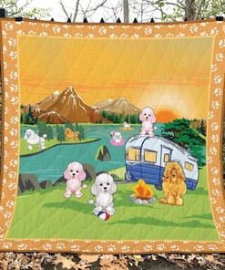 Camping Standard Poodle By The Ri Quilt Blanket Bedding Set