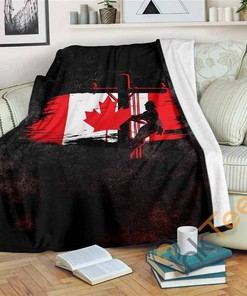 Canadian Lineman Sherpa Fleece Blanket Gifts for Family, for Couple