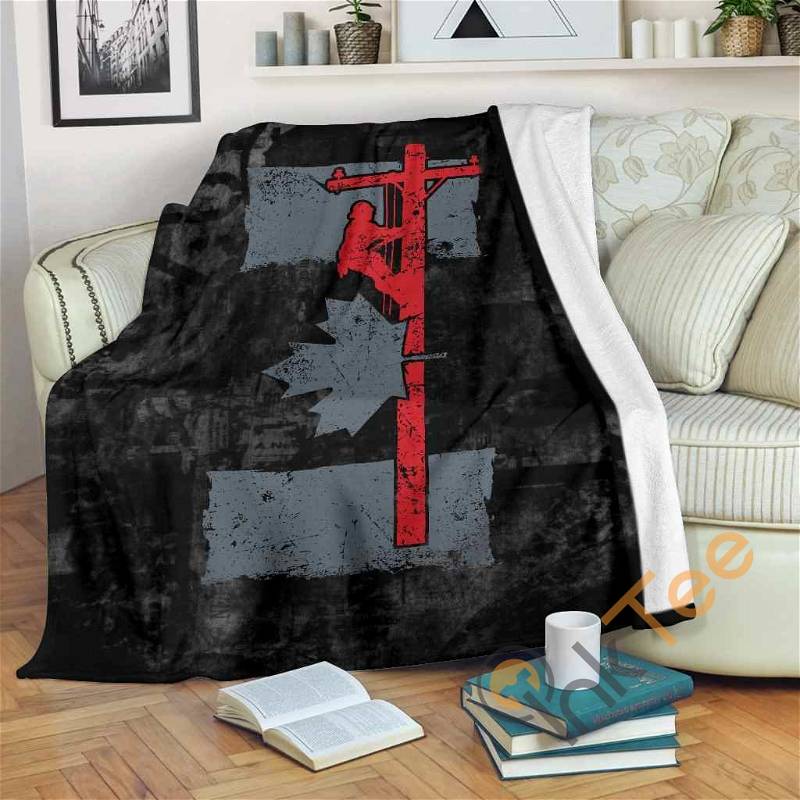 Canadian Linemanlineman Bestseller Sherpa Fleece Blanket Gifts for Family, for Couple