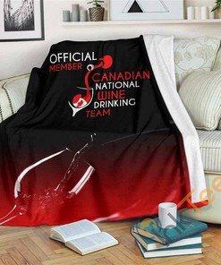 Canadian Wine Drinking Team Sherpa Fleece Blanket Gifts for Family, for Couple