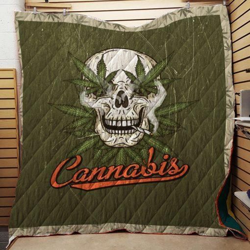 Cannabis Skull Quilt Blanket Bedding Set for Home Décor