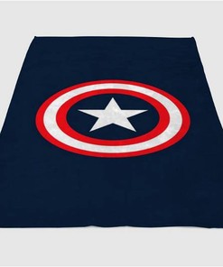 Captain America Blue Sherpa Fleece Blanket Gifts for Family, for Couple