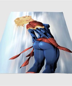 Captain Marvel Art Sherpa Fleece Blanket Gifts for Family, for Couple