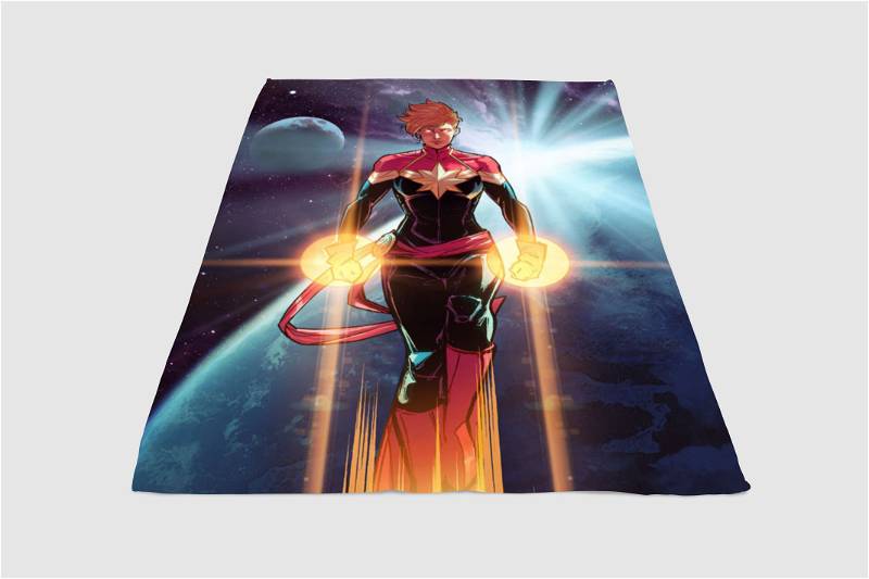 Captain Marvel Galaxy Sherpa Fleece Blanket Gifts for Family, for Couple