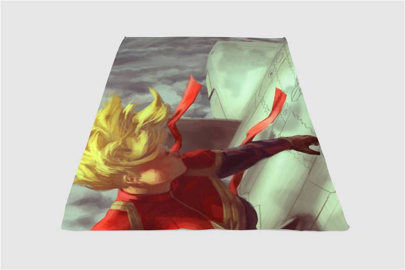 Captain Marvel In The Sky Sherpa Fleece Blanket Gifts for Family, for Couple