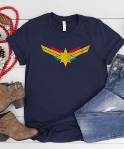 Captain Marvel Retro Distressed Logo Vintage Style T-Shirt
