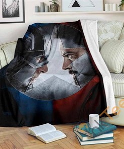 Captain Vs Iron Man Fleece Fan Gift Sherpa Fleece Blanket Gifts for Family, for Couple