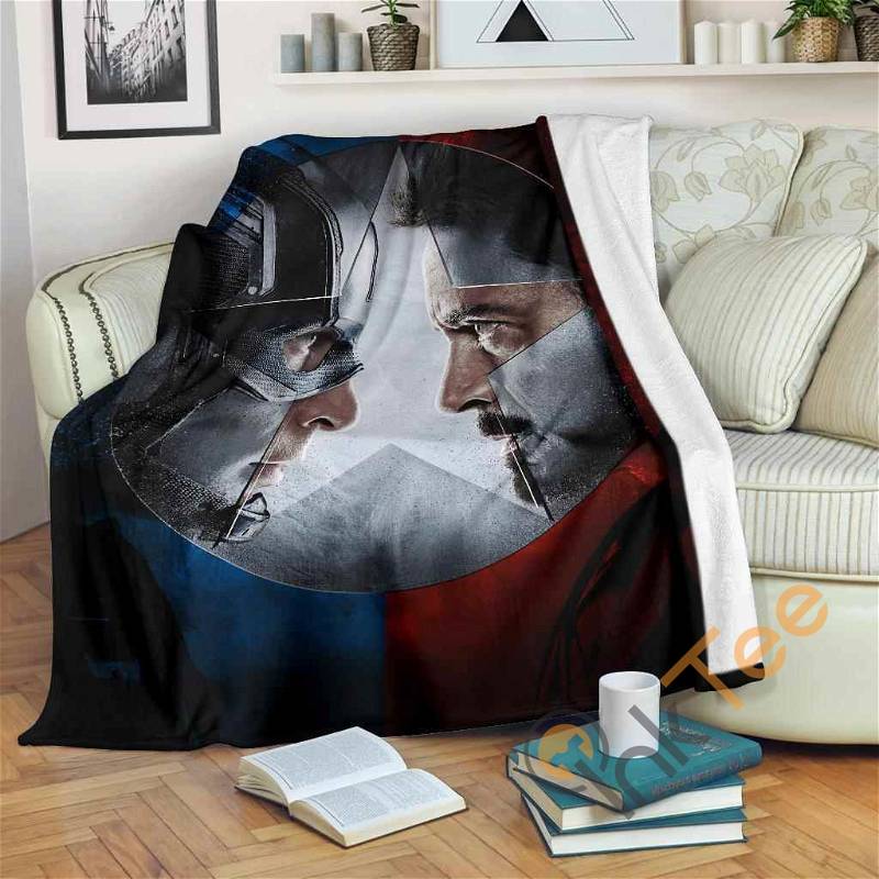 Captain Vs Iron Man Fleece Fan Gift Sherpa Fleece Blanket Gifts for Family, for Couple