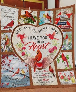 Cardinal Bird God Has You In His Arms I Have You In My Heart Quilt Blanket Bedding Set