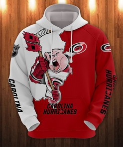 Carolina Hurricanes Hoodie 3D Zip Hoodie 3D Cartoon Graphic Zip Hoodie for Fan