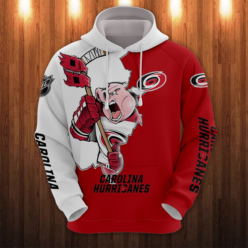 Carolina Hurricanes Hoodie 3D Zip Hoodie 3D Cartoon Graphic Zip Hoodie for Fan
