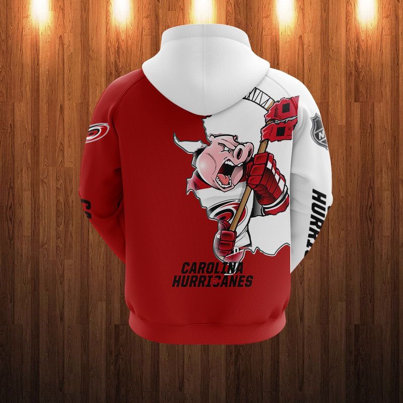 Carolina Hurricanes Hoodie 3D Zip Hoodie 3D Cartoon Graphic Zip Hoodie for Fan - Image 2