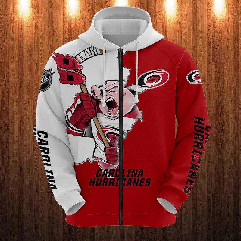 Carolina Hurricanes Hoodie 3D Zip Hoodie 3D Cartoon Graphic Zip Hoodie for Fan - Image 3
