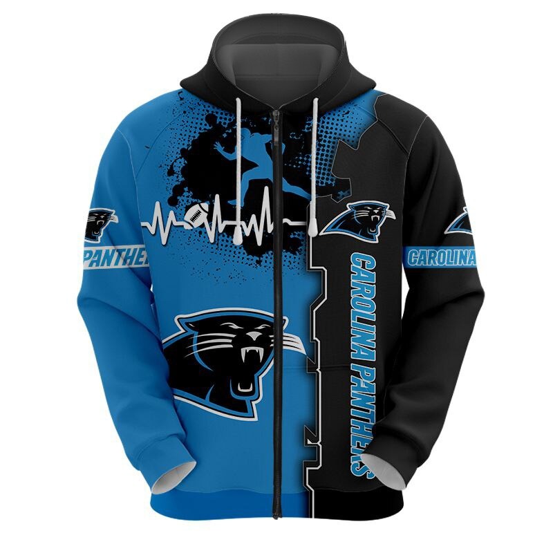 Carolina Panthers 3D All Over Print Zip Hoodie for Nfl Fans - Image 3