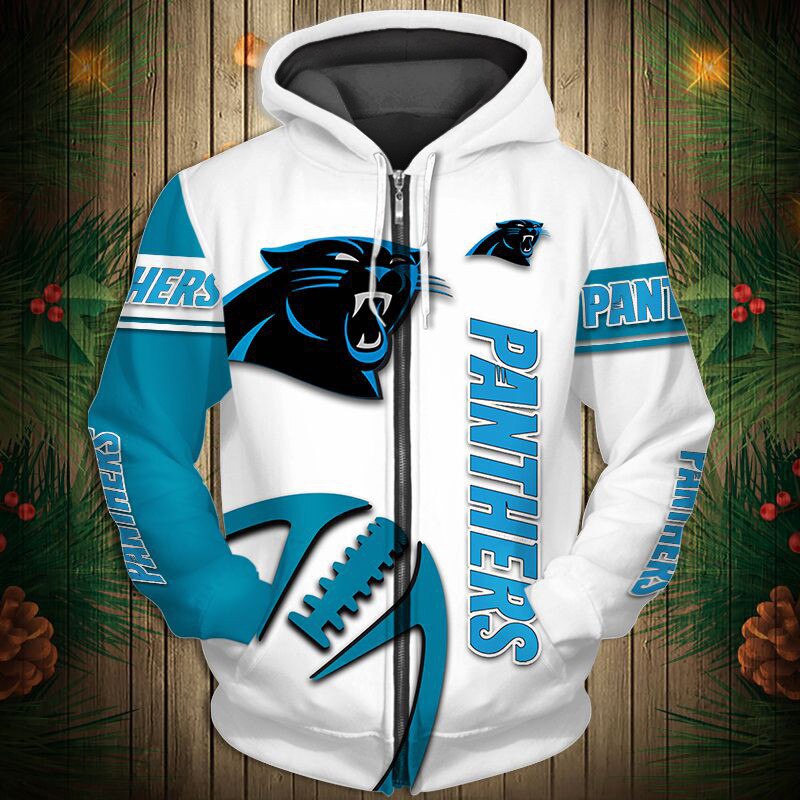 Carolina Panthers Hoodie 3D Graphic Balls Zip Hoodie Pullover - Image 2