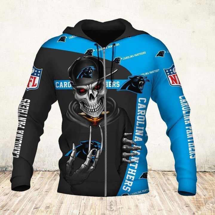 Carolina Panthers Hoodie 3D Zip Hoodie Cute Death Gifts for Fans - Image 2