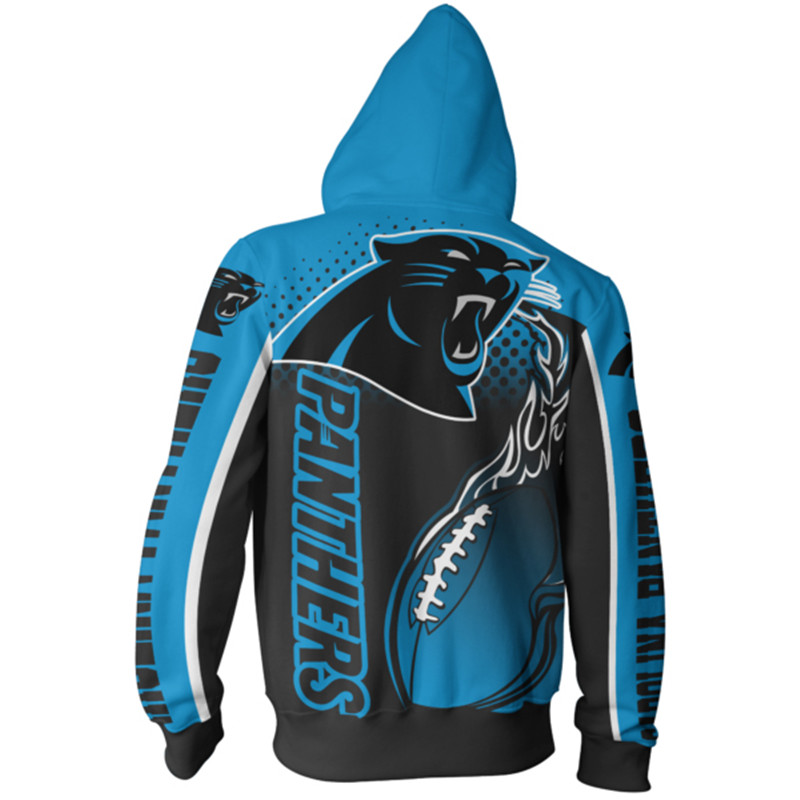 Carolina Panthers Hoodie 3D Zip Hoodie Cute Flame Balls Graphic Gifts for Fans - Image 3