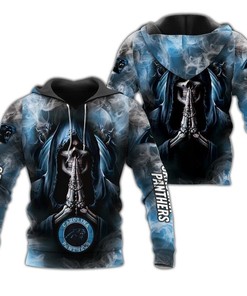 Carolina Panthers Hoodie 3D Zip Hoodie Death Smoke Graphic Gifts for Fans