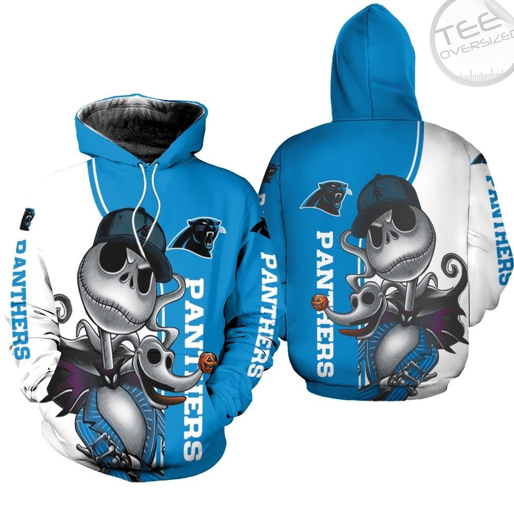 Carolina Panthers Jack Skellington And Zero 3D Hoodie