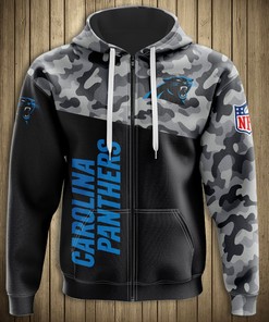 Carolina Panthers Military Hoodie 3D Zip Hoodie 3D Zip Hoodie Long Sleeve New Season