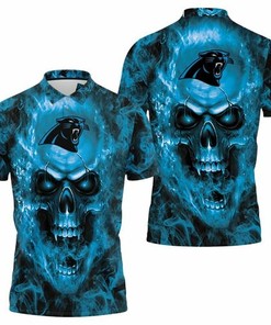 Carolina Panthers Steelers Nfl Fans Skull 3D All Over Print Polo Shirt