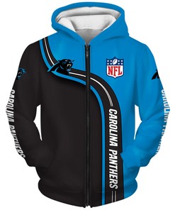 Carolina Panthers Zip Hoodie 3D Cute Zip Hoodie Pullover Gift for Fans