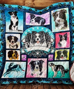 Cartoon Border Collie Quilt Blanket Bedding Set