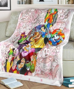 Cartoon Characters Sherpa Fleece Blanket Gifts for Family, for Couple