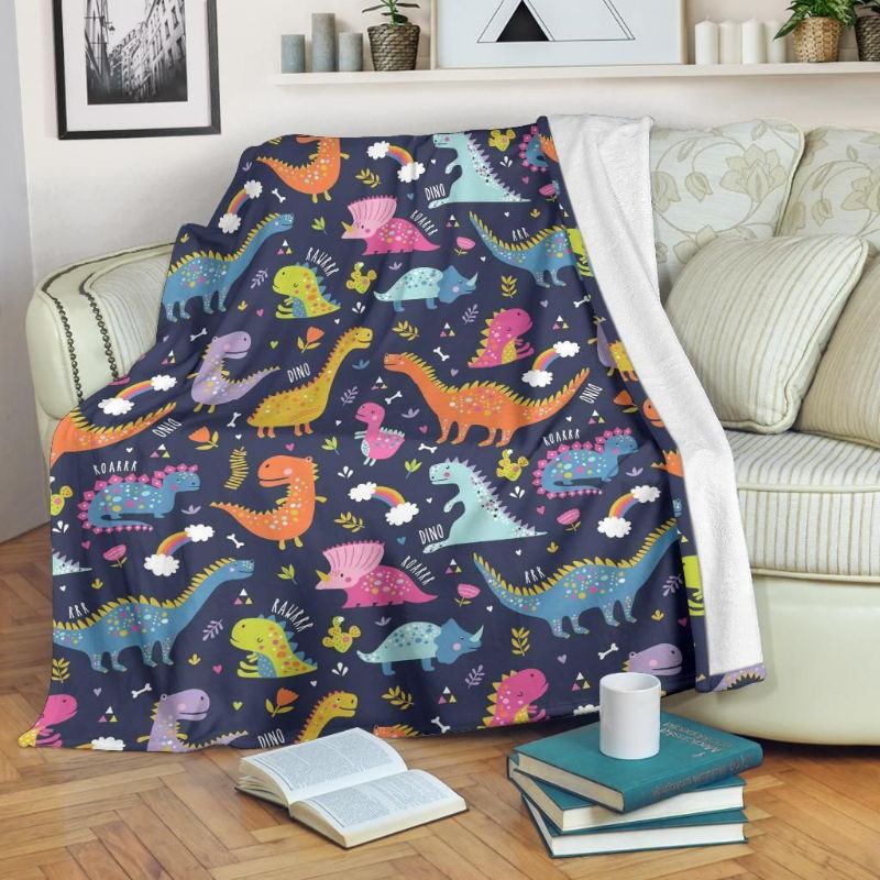 Cartoon Dino Dinosaur Fleece Blanket, Quilt Blanket Bedding Set Gift68