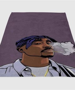 Cartoon Tupac Sherpa Fleece Blanket Gifts for Family, for Couple