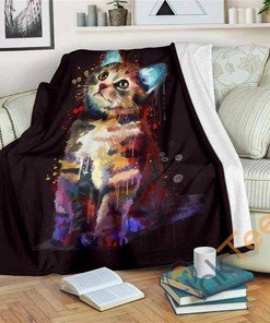 Cat Art Sherpa Fleece Blanket Gifts for Family, for Couple