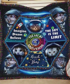 Cat Astronauts The Sky Is The Limit Quilt Blanket Bedding Set