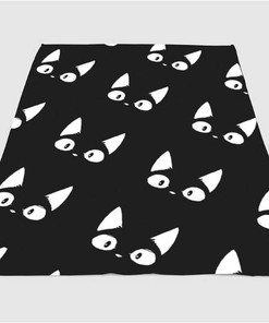 Cat Black And White Sherpa Fleece Blanket Gifts for Family, for Couple