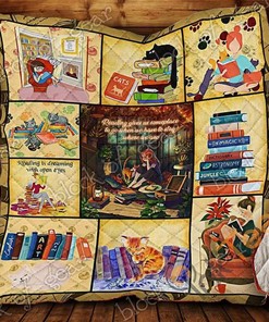 Cat Books Reading Quilt Blanket Bedding Set