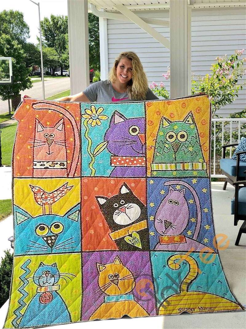 Cat Cartoon Quilt Blanket Bedding Set