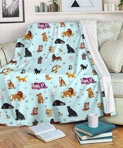 Cat Characters Sherpa Fleece Blanket Gifts for Family, for Couple