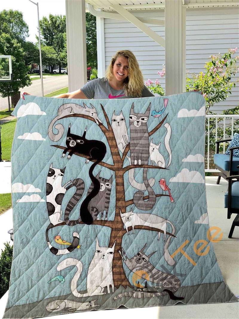 Cat Climb Tree Quilt Blanket Bedding Set