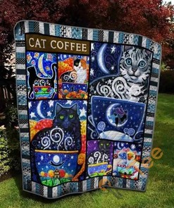 Cat Coffee Quilt Blanket Bedding Set
