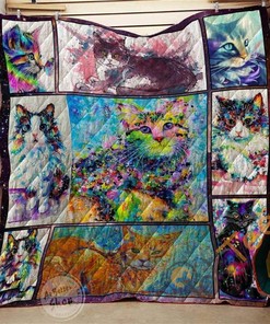 Cat Colors Quilt Blanket Bedding Set