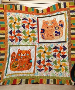 Cat Flower Pattern Cat Lo Quilt Blanket Bedding Set