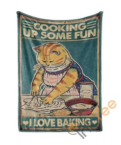 Cat I Love Baking Sherpa Fleece Blanket Gifts for Family, for Couple