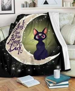 Cat I Love You To The Moon And Back Sherpa Fleece Blanket Gifts for Family, for Couple