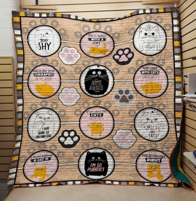 Cat Is The Best Therapist In The World Cat Lo Quilt Blanket Bedding Set