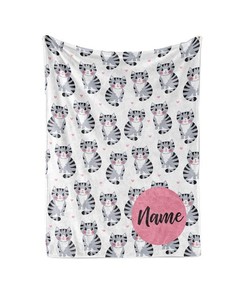 Cat Pattern Personalized Blanket With A Custom Name - Great Gift For Cat Lovers Sherpa Fleece Blanket Gifts for Family, for Couple