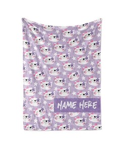 Cat Pattern Theme - Personalized Blanket A Custom Name - Great Gift For Cat Lovers Sherpa Fleece Blanket Gifts for Family, for Couple