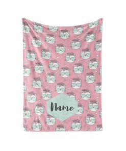 Cat Pattern Theme - Personalized Blanket With A Custom Name Gift For Cat Lovers Sherpa Fleece Blanket Gifts for Family, for Couple