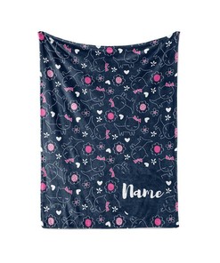 Cat Pattern Theme Personalized Blanket With A Custom Name Great Gift For Cat Lovers Sherpa Fleece Blanket Gifts for Family, for Couple