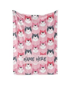 Cat Pattern Theme - Personalized Blanket With A Custom Name - Nice Gift For Cat Lovers Sherpa Fleece Blanket Gifts for Family, for Couple