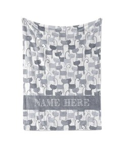 Cat Pattern Theme Personalized Blanket With A Custom Name Sherpa Fleece Blanket Gifts for Family, for Couple
